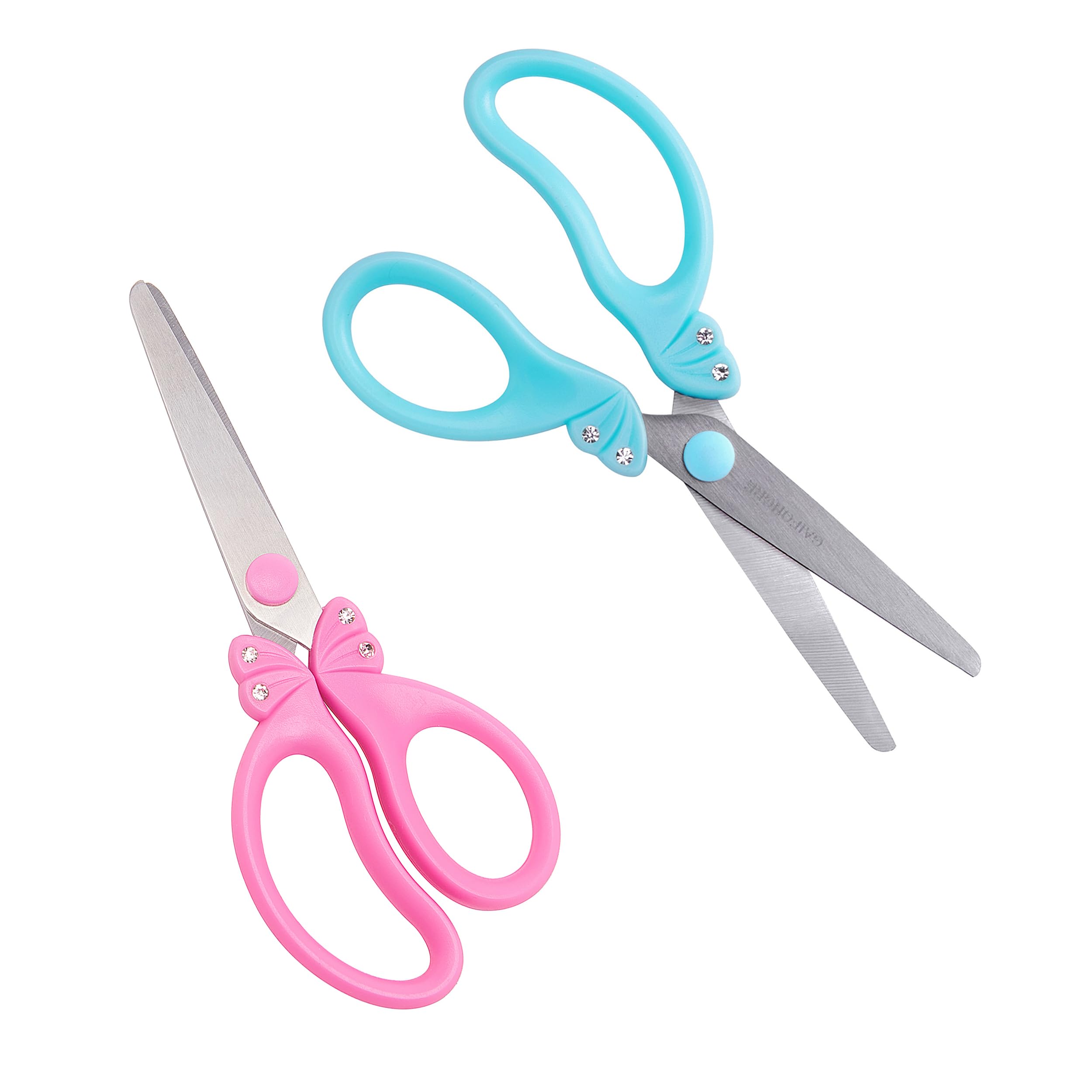 GAIFONGRE 5-Inch Kids Safety Scissors for Girls – Blunt Tip, Rounded Edge, Ergonomic Handles (Set of 3, Pink Blue)