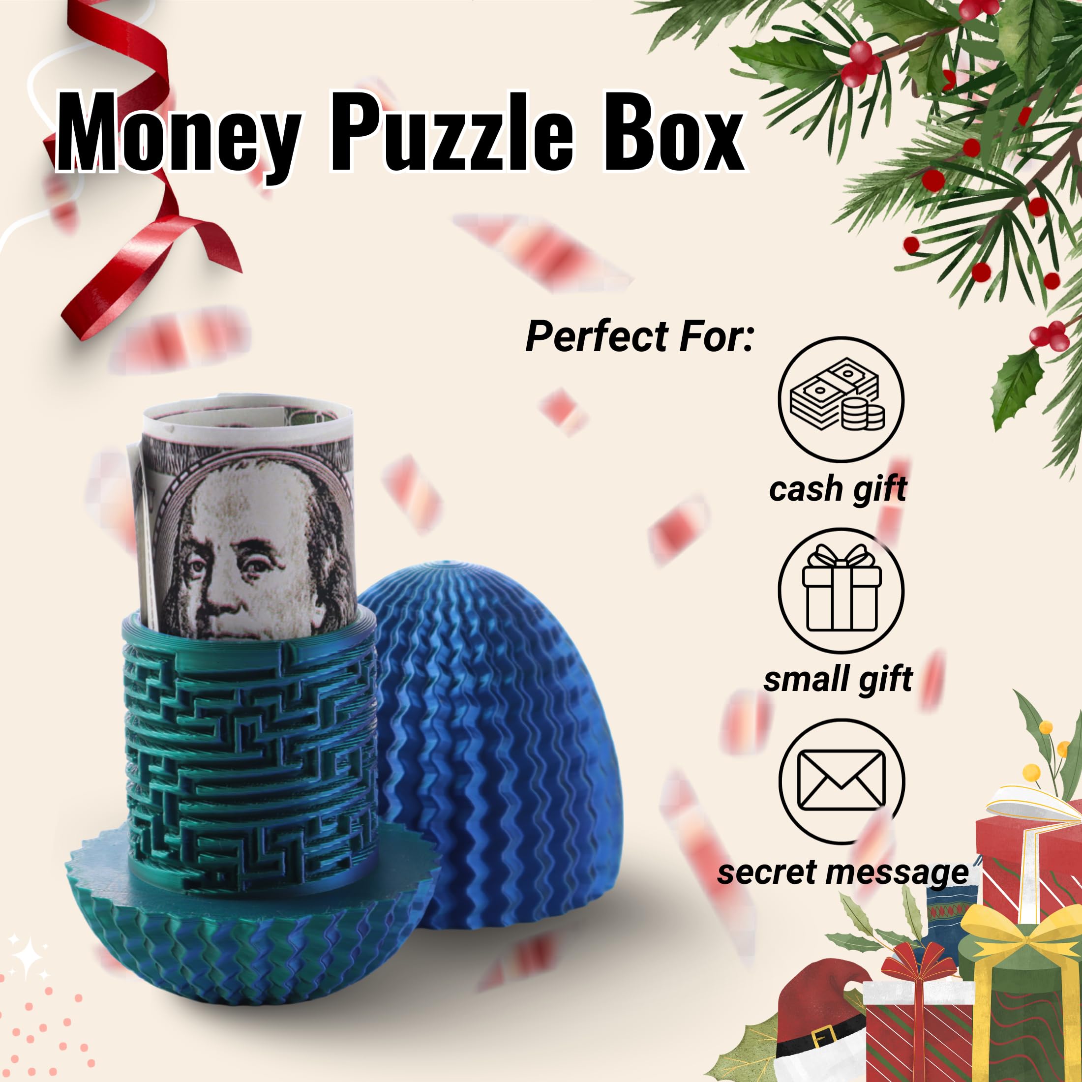 Galapopo Maze Egg - Secret Cash Holder Puzzle Box with 4 Unique Internal Designs, Brain Teaser Gift for Easter, Birthday, Wedding