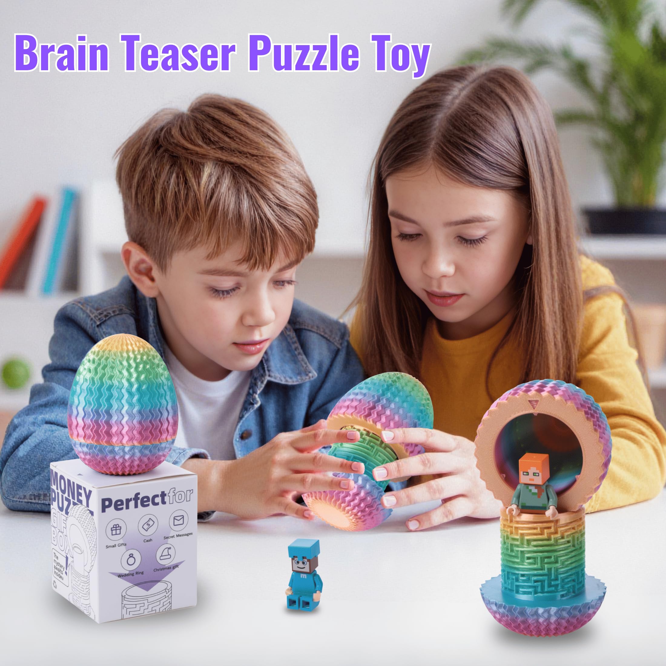 Galapopo Maze Egg Money Puzzle Gift Box: 4 Unique Internal Designs, Secret Cash Holder, Brain Teaser Toy