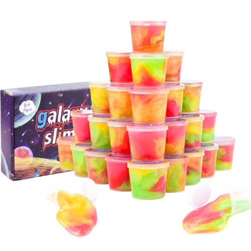Galaxy Slime 30-Pack: Non-Sticky Stretchy Putty Party Favors for Kids, Stress Relief & Sensory Play