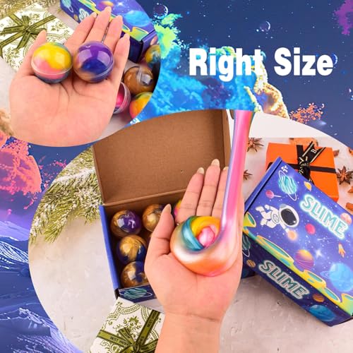 Galaxy Slime Balls 12 Pack – Non-Sticky Soft Slime Kit for Party Favors, Classroom Prizes, Stocking Stuffers by WUJYLY