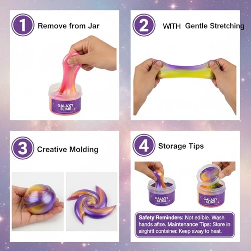 Galaxy Slime Kit 40 PCS - Non-Sticky, Non-Toxic Sensory Slime for Kids Party Favors