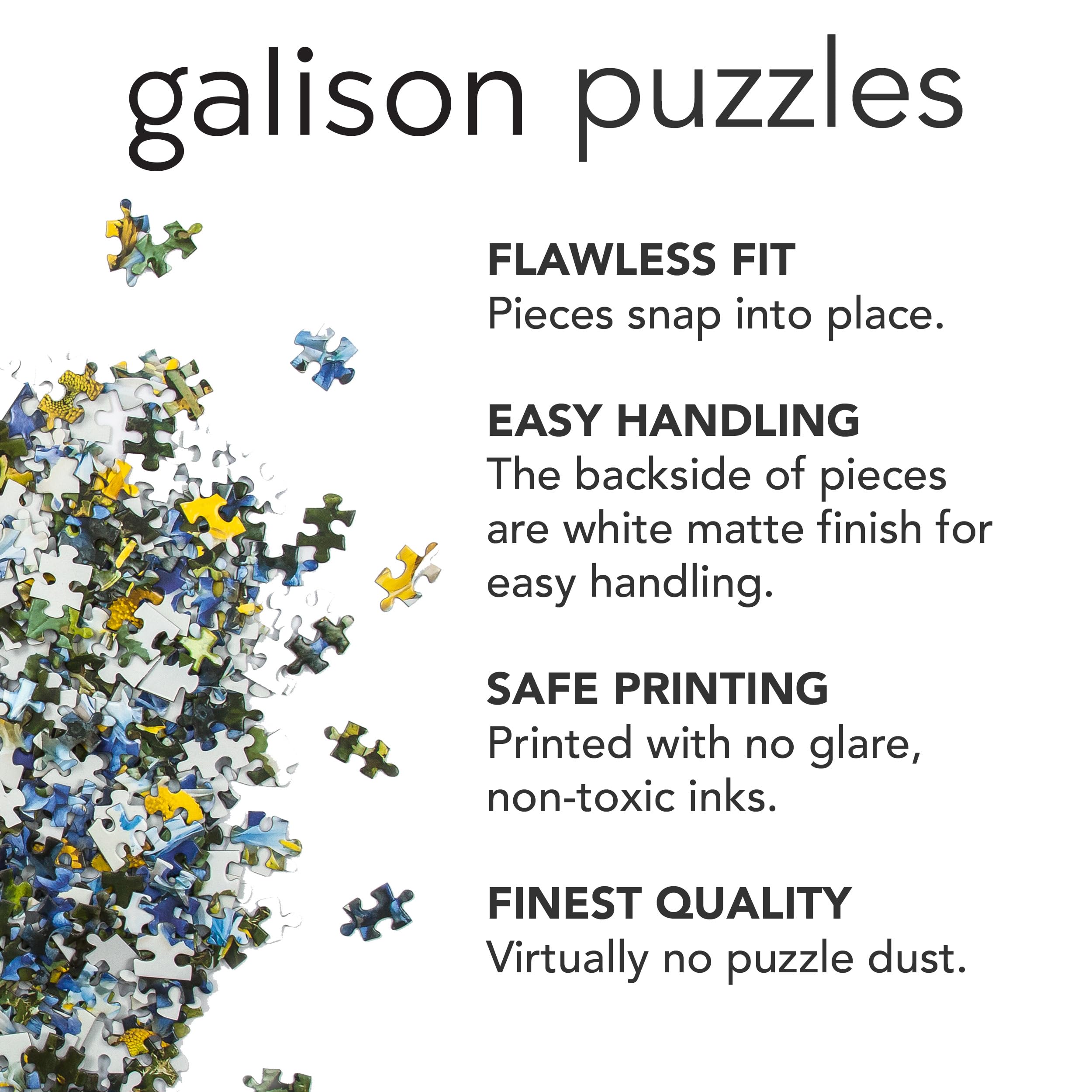 Galison Merry Market 1000 Piece Foil Jigsaw Puzzle – Winter Holiday Scene with Gold Accents