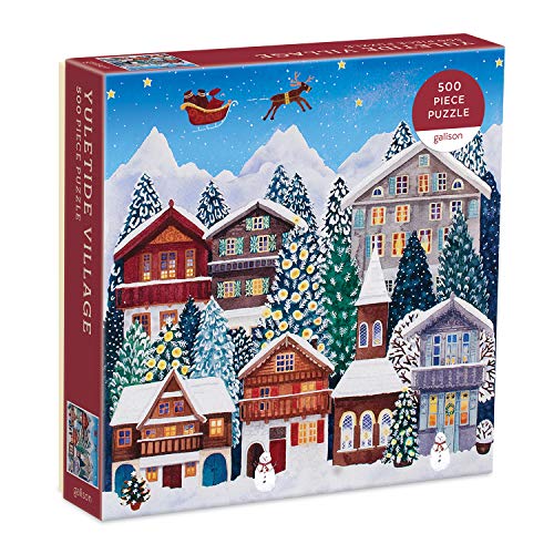 Galison Yuletide Village 500-Piece Jigsaw Puzzle – Festive Winter Scene, 20 x 20 Inches