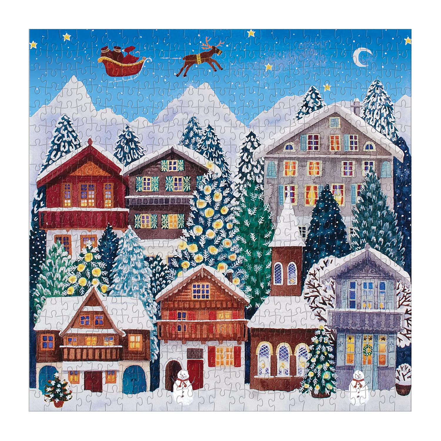 Galison Yuletide Village 500-Piece Jigsaw Puzzle – Festive Winter Scene, 20 x 20 Inches