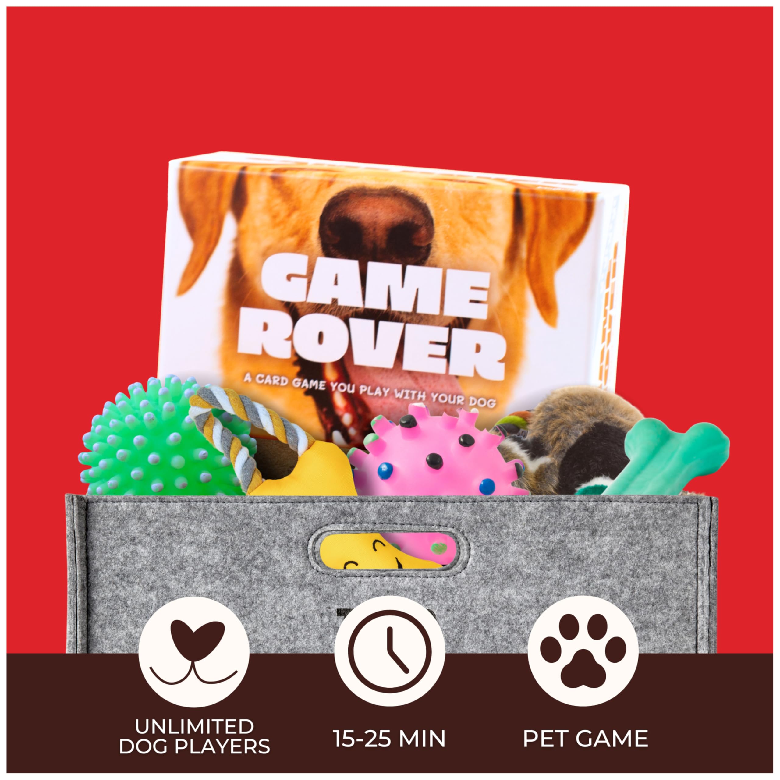 Game Rover: Interactive Dog Game for Family Game Night – Includes 75 Prompt Cards & Sand Timer
