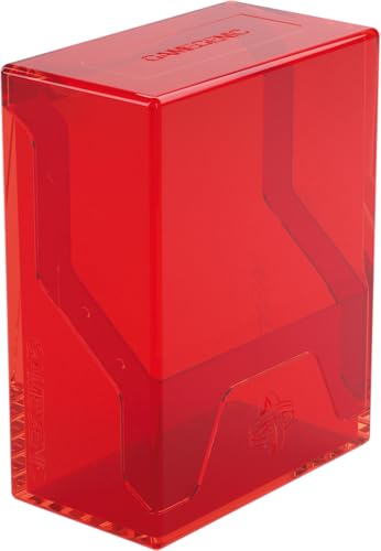 Gamegenic Bastion 50+ XL Deck Box (Red) – Secure, See-Through Card Storage for 50+ Double-Sleeved Cards
