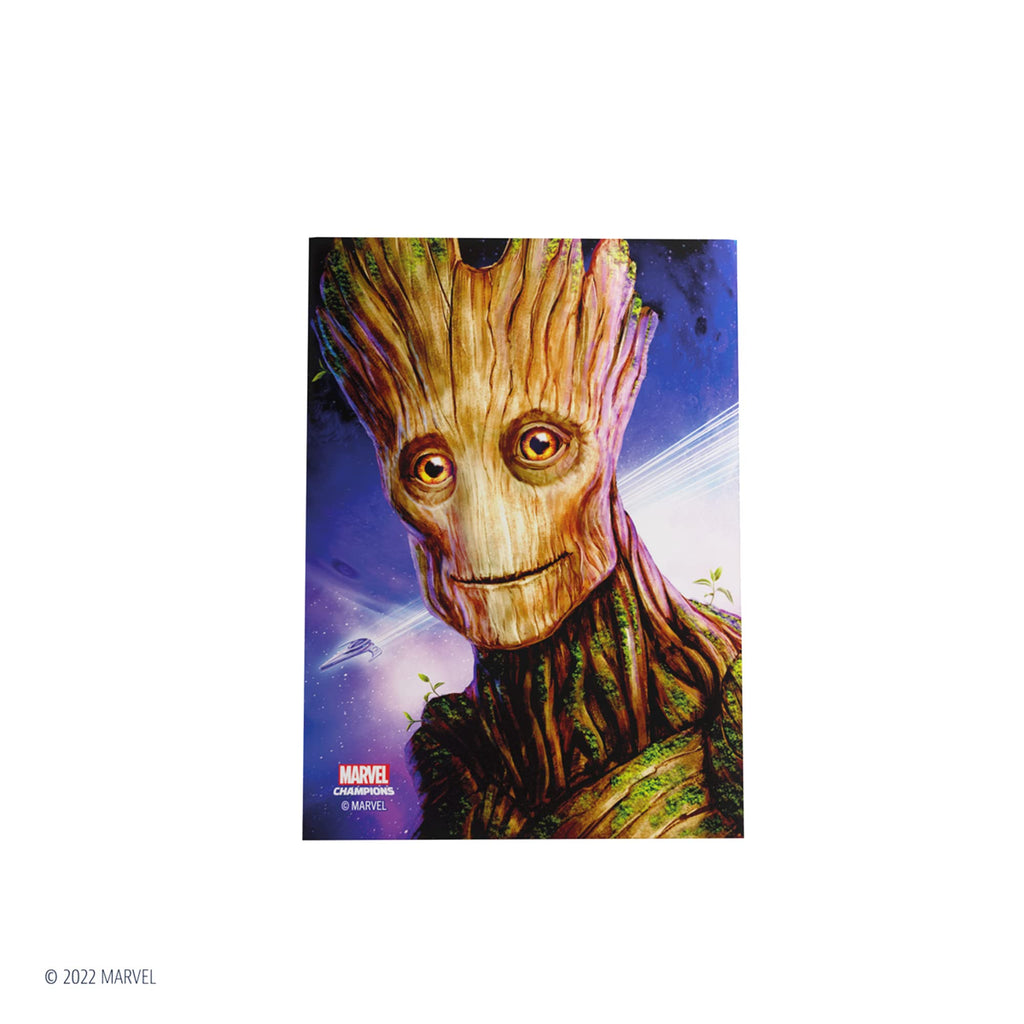 Gamegenic Marvel Champions Groot Fine Art Sleeves – 50 Standard-Size Card Sleeves with Clear Bonus Sleeve
