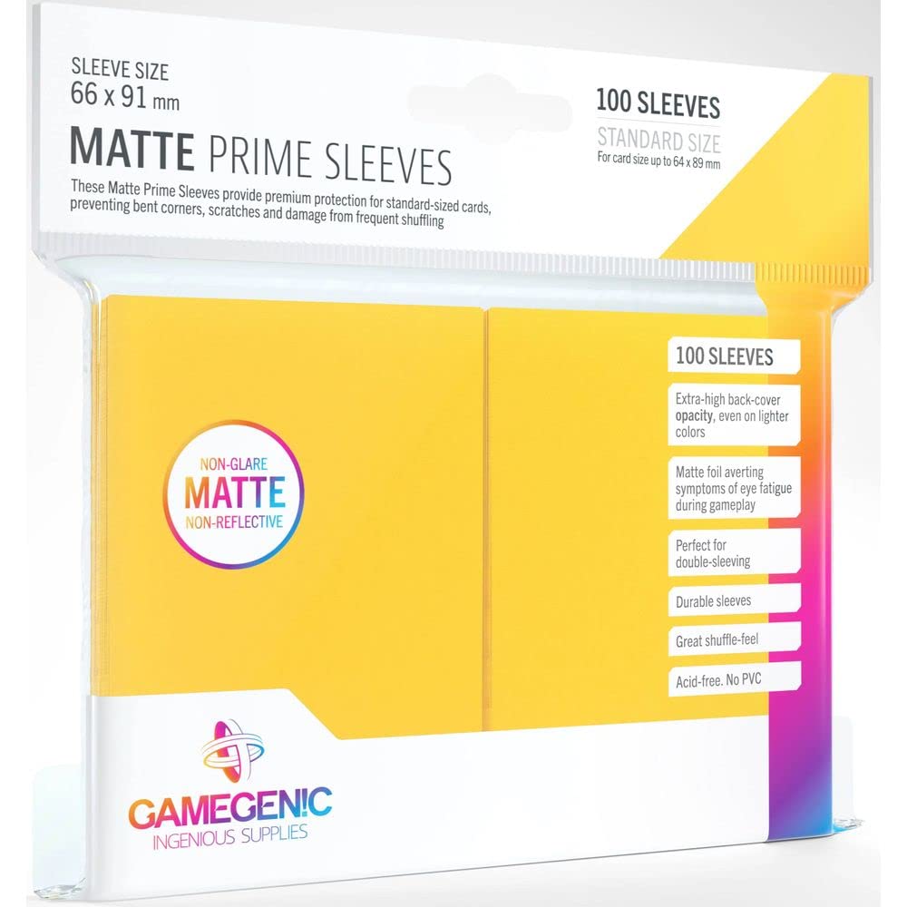 Gamegenic Matte Prime Card Sleeves (100 Pack) – 66x91 mm Yellow Sleeves for TCG and LCG Games