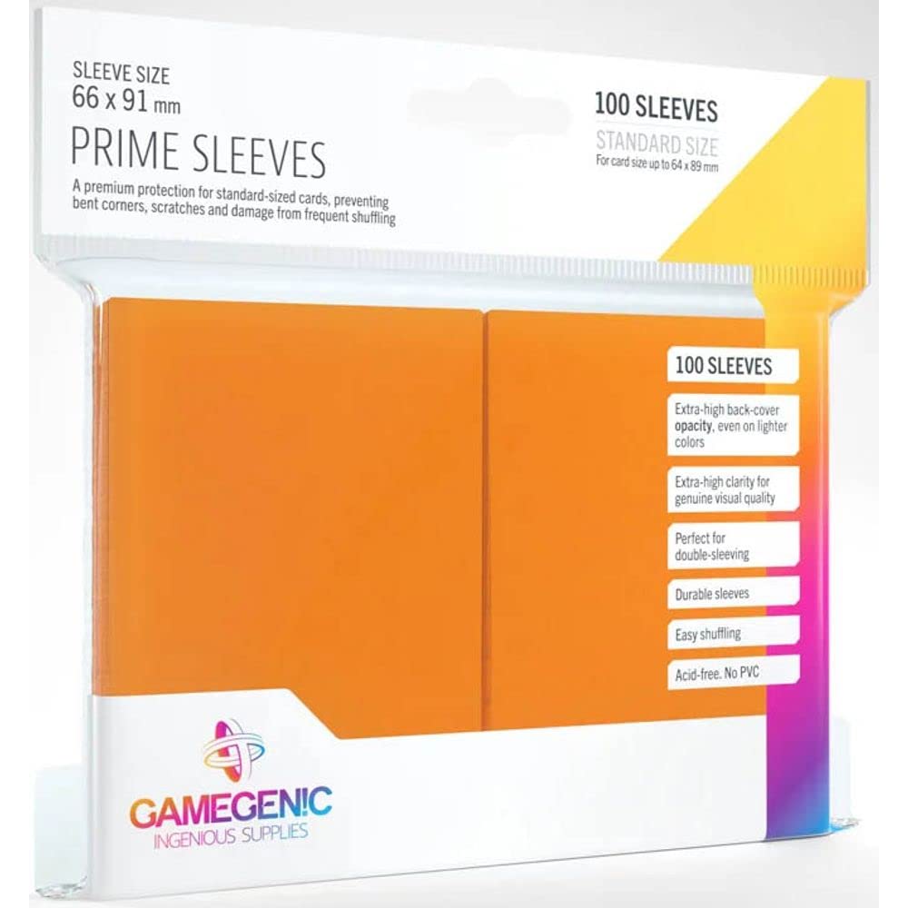 Gamegenic Prime Sleeves 100 Pack - Orange Matte Card Sleeves for Standard-Sized Cards
