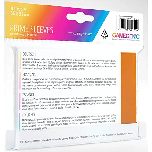 Gamegenic Prime Sleeves 100 Pack - Orange Matte Card Sleeves for Standard-Sized Cards