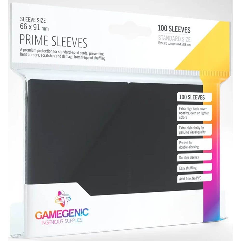 Gamegenic Prime Sleeves (Black) - 100 Pack - Matte Plastic Card Protectors