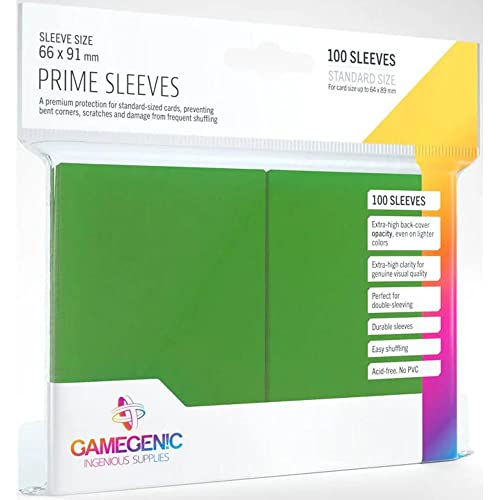 Gamegenic Prime Sleeves: Green (100 Pack) - Matte Trading Card Protectors