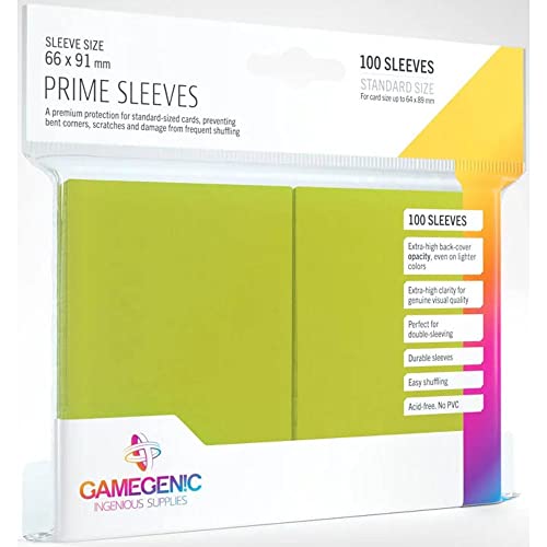 Gamegenic Prime Sleeves Lime: 100 Pack Card Sleeves for Double-Sleeving
