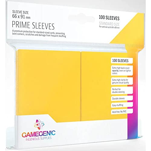 Gamegenic Prime Sleeves Yellow (100 Pack) - Matte Finish, Acid-Free Card Protection
