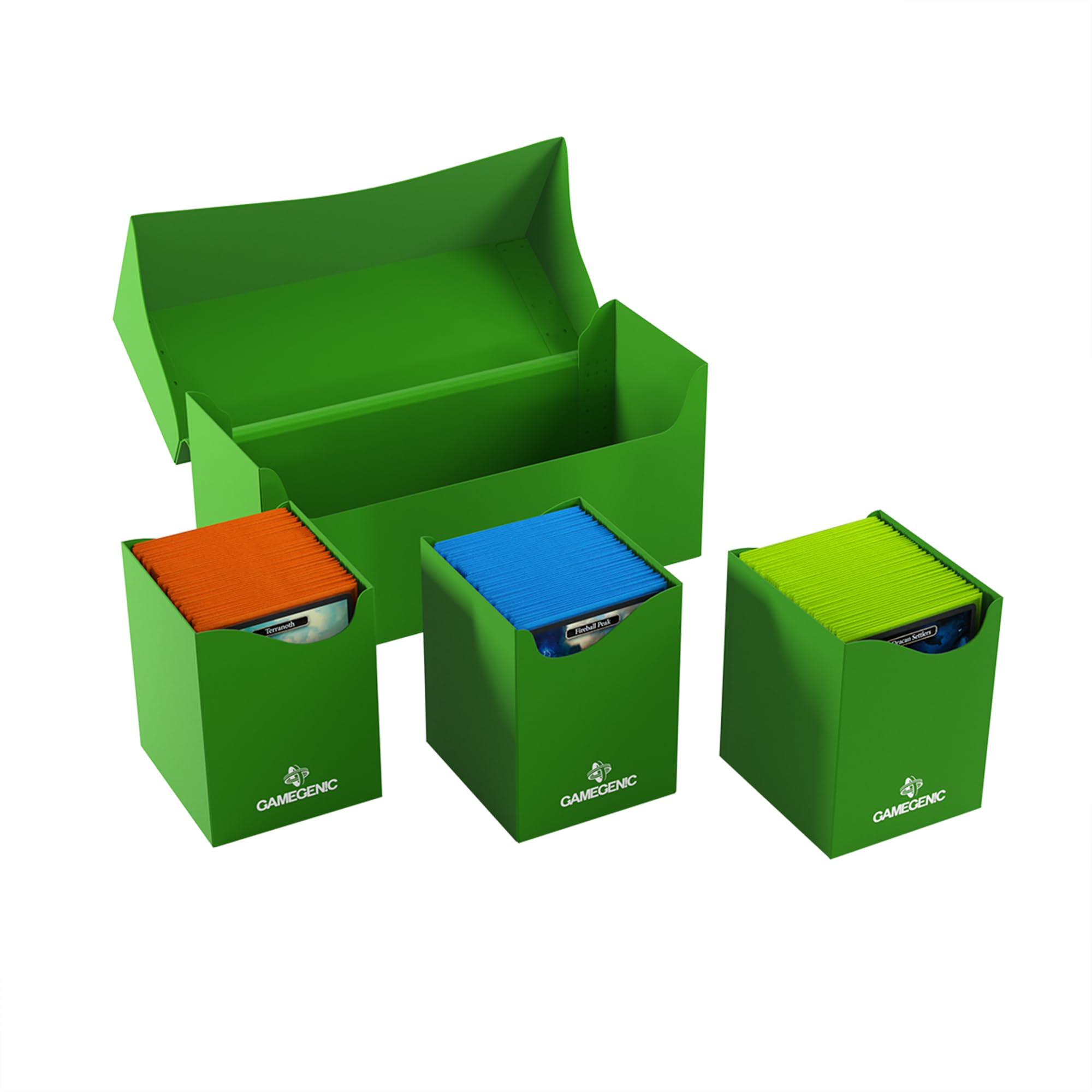 Gamegenic Triple Deck Holder 300+ XL - Green: Holds 3 Decks or 300 Double-Sleeved Cards with Removable Holders