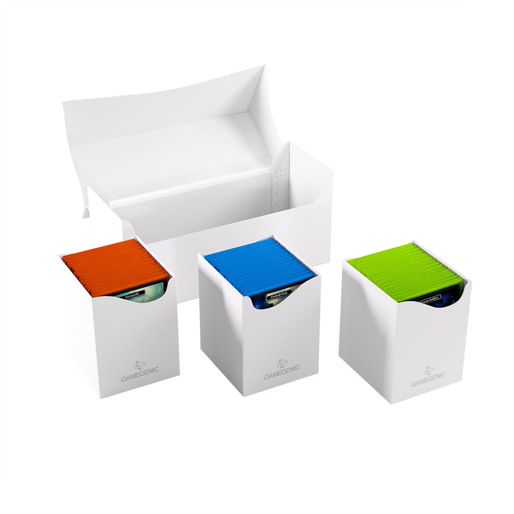 Gamegenic Triple Deck Holder 300+ XL White - 3 Removable Holders, 300 Double-Sleeved Cards