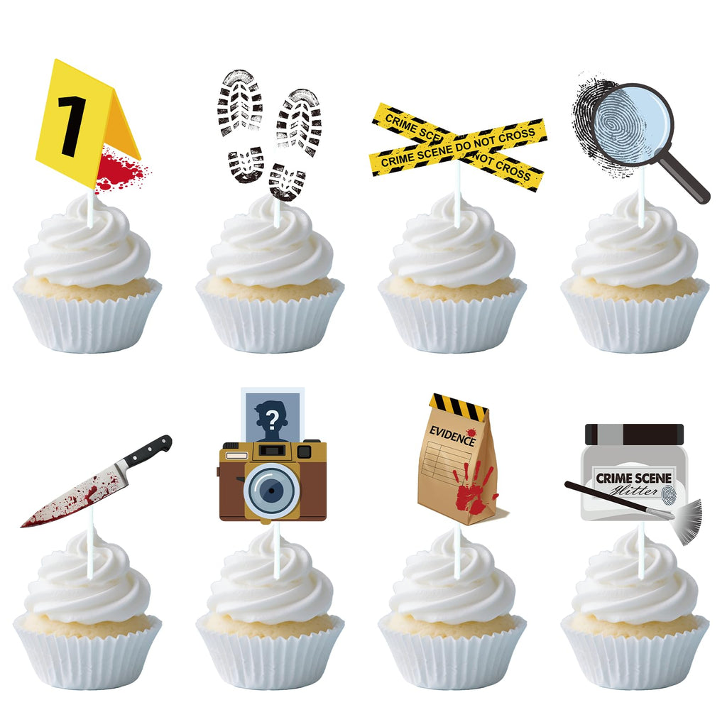 Gameza Detective Party Cupcake Toppers – 48 Piece Set for Mystery & Crime Scene Themes