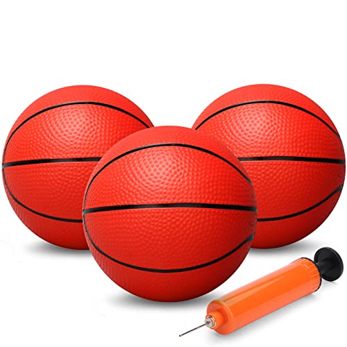 Gamtec 6" Mini Basketballs Set of 3 with Pump for Toddlers Kids Indoor Outdoor
