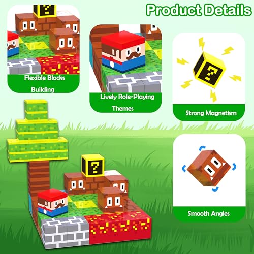 GANGZHIBAO 45-Piece Magnetic Building Blocks – Portable STEM Toy for Kids Ages 3+