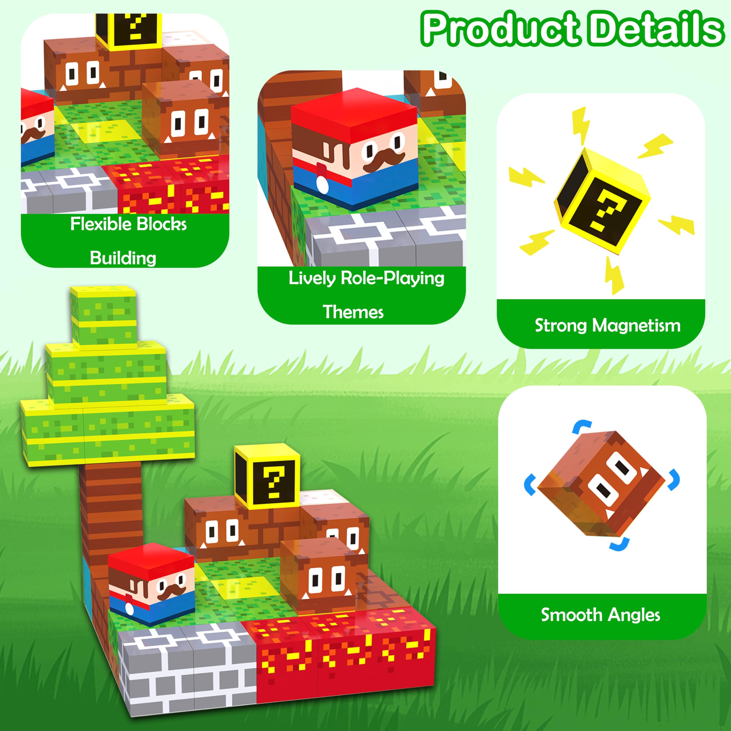 GANGZHIBAO 45-Piece Magnetic Building Blocks – Portable STEM Toy for Kids Ages 3+