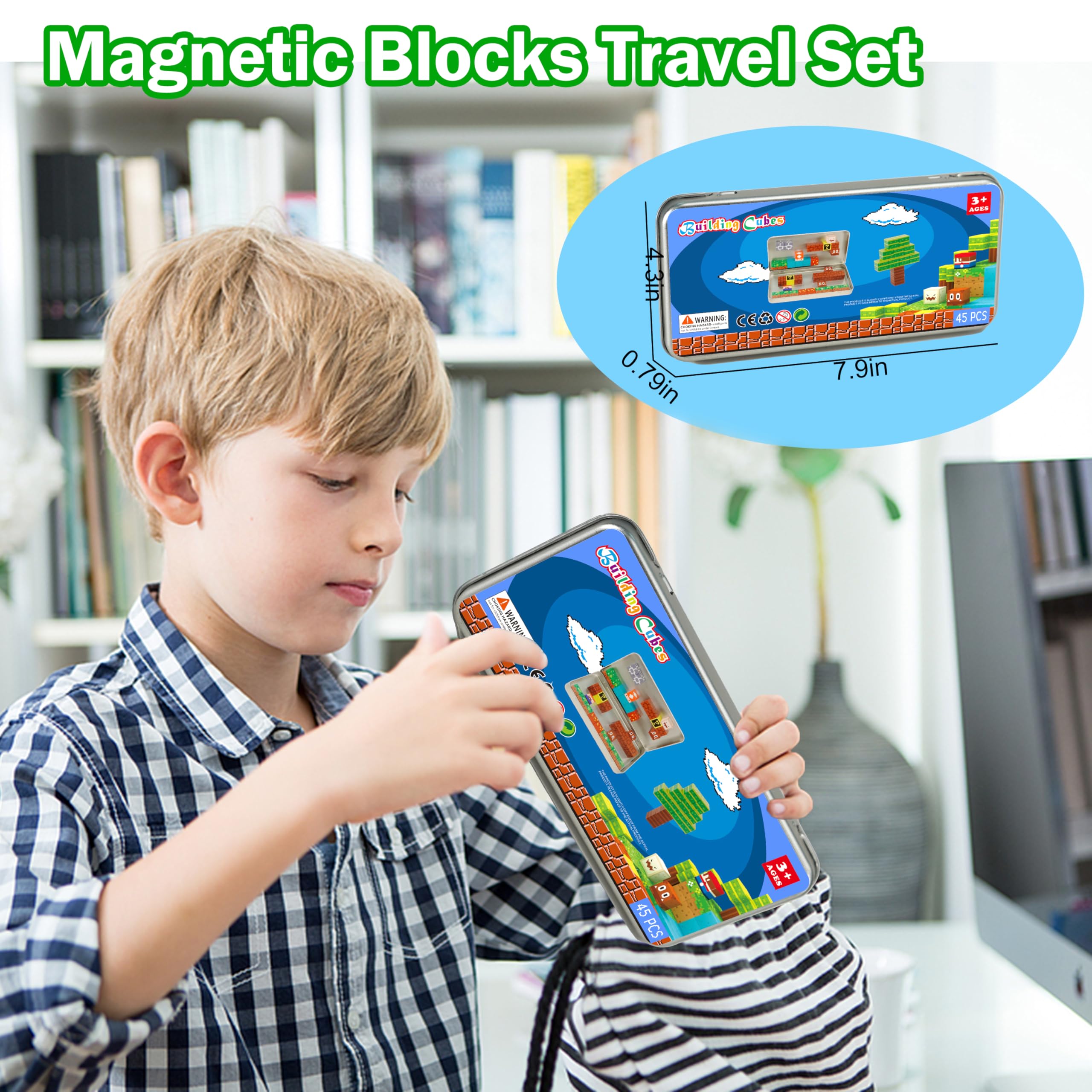 GANGZHIBAO 45-Piece Magnetic Building Blocks – Portable STEM Toy for Kids Ages 3+