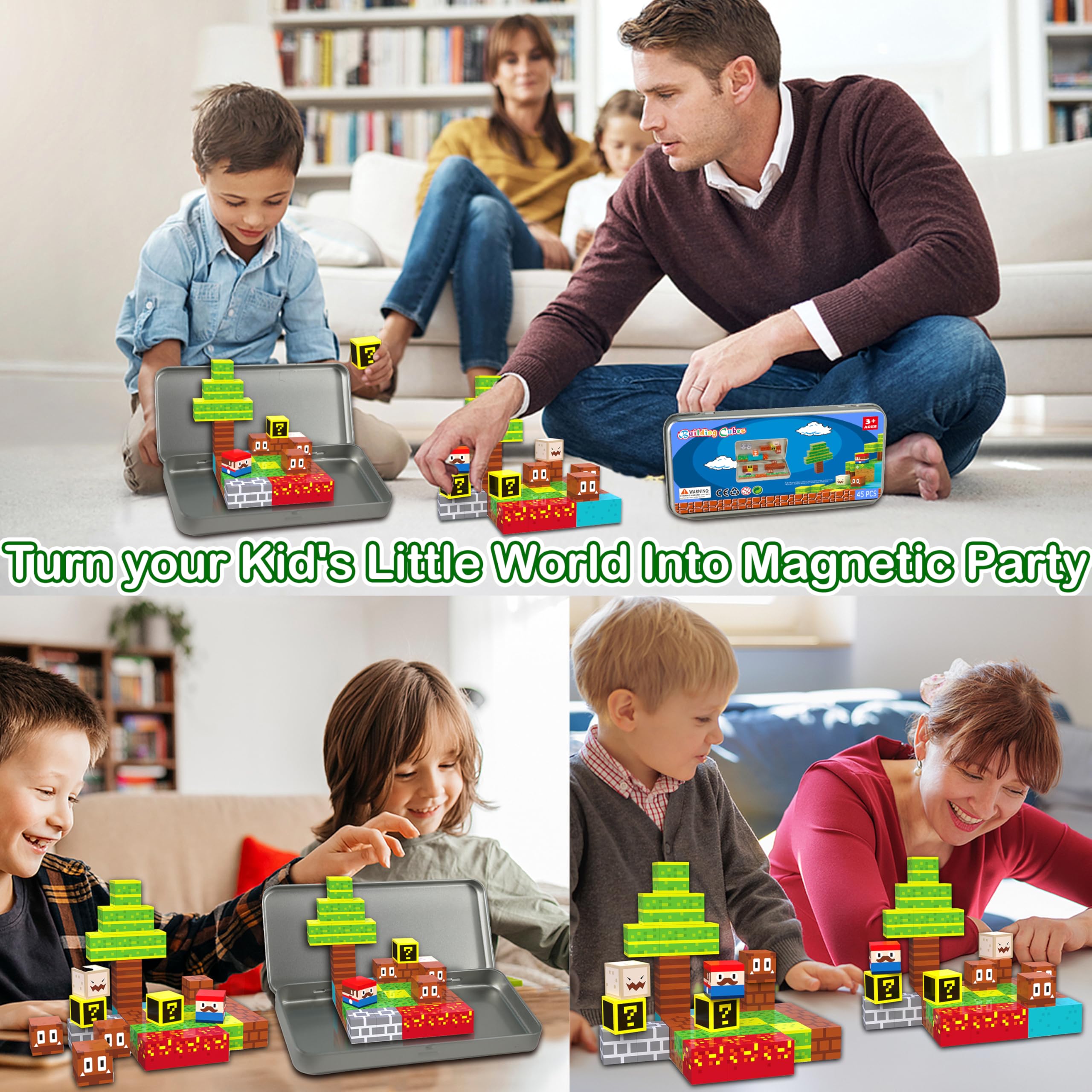 GANGZHIBAO 45-Piece Magnetic Building Blocks – Portable STEM Toy for Kids Ages 3+