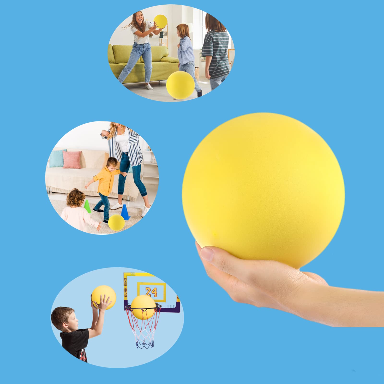 Ganjiang 7-Inch Soft Foam Ball – Quiet Indoor Kickball, Dodgeball & More