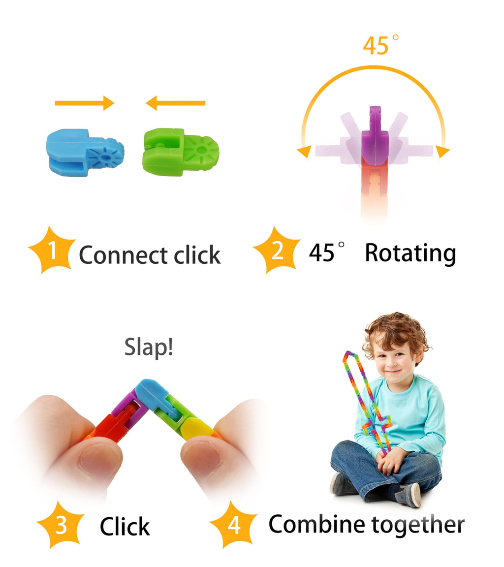 Ganowo 18 Pack Rainbow Wacky Tracks – Snap Click Fidget Toys for Stress Relief and Focus, Party Favors for Kids and Adults