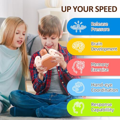 GAPER GO Brown Bear Fast Push Pop Fidget Toy – Handheld Light-Up Game for Kids Ages 3-12