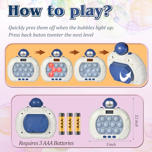 GAPER GO Pop Game Light Up Fidget Toy – Handheld Puzzle for Kids 3-12, Astronaut Design