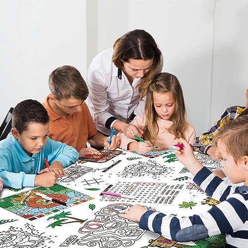 Gatherfun 2-Pack Safari Jungle Coloring Tablecloth – Interactive Activity Paper Table Cover for Kids