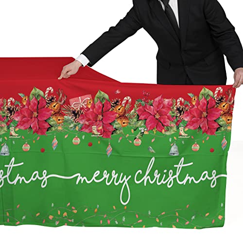 Gatherfun 3-Pack Christmas Poinsettia Disposable Plastic Tablecloth 54x108 Inches