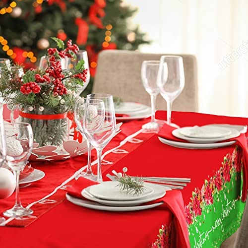 Gatherfun 3-Pack Christmas Poinsettia Disposable Plastic Tablecloth 54x108 Inches