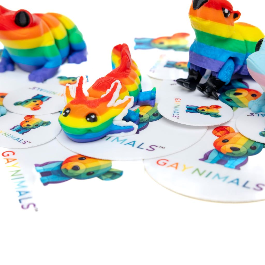 Gaynimals Archie The Axolotl: 3D Printed Articulated Fidget Desk Pet with Collector Case & Sticker