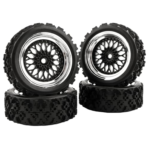GDOOL 1/10 Scale RC On-Road Tires 2.83" Diameter 12mm Hex, Compatible with Tamiya TT01 TT02 Traxxas 4Tec 2.0 WLtoys 144001, Set of 4 with Wrench and Nuts (Non-Glued)
