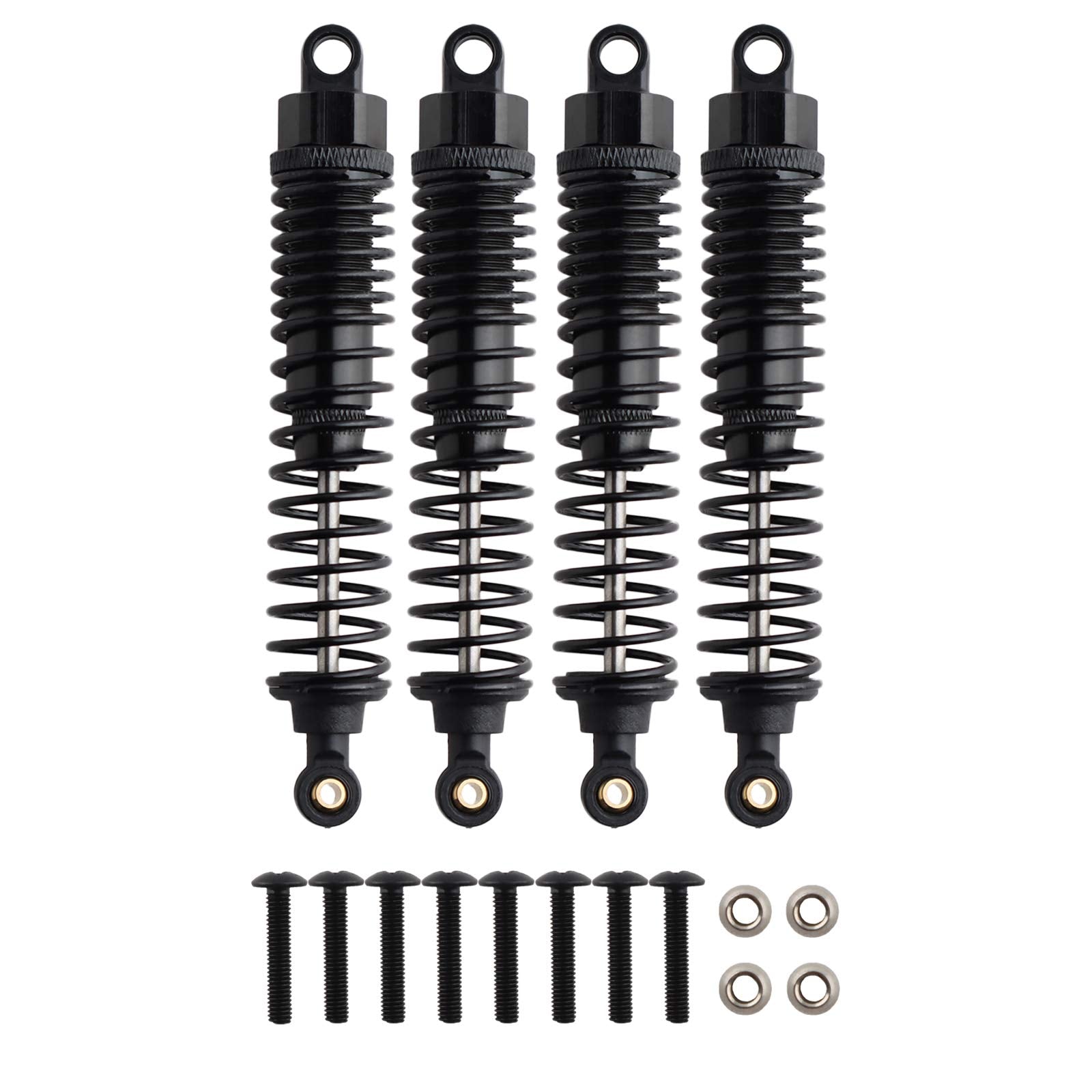GDOOL 4-Pack 108mm Adjustable Alloy RC Shock Absorbers for 1/10 HSP Redcat Volcano EXP/Pro S30 (Black)