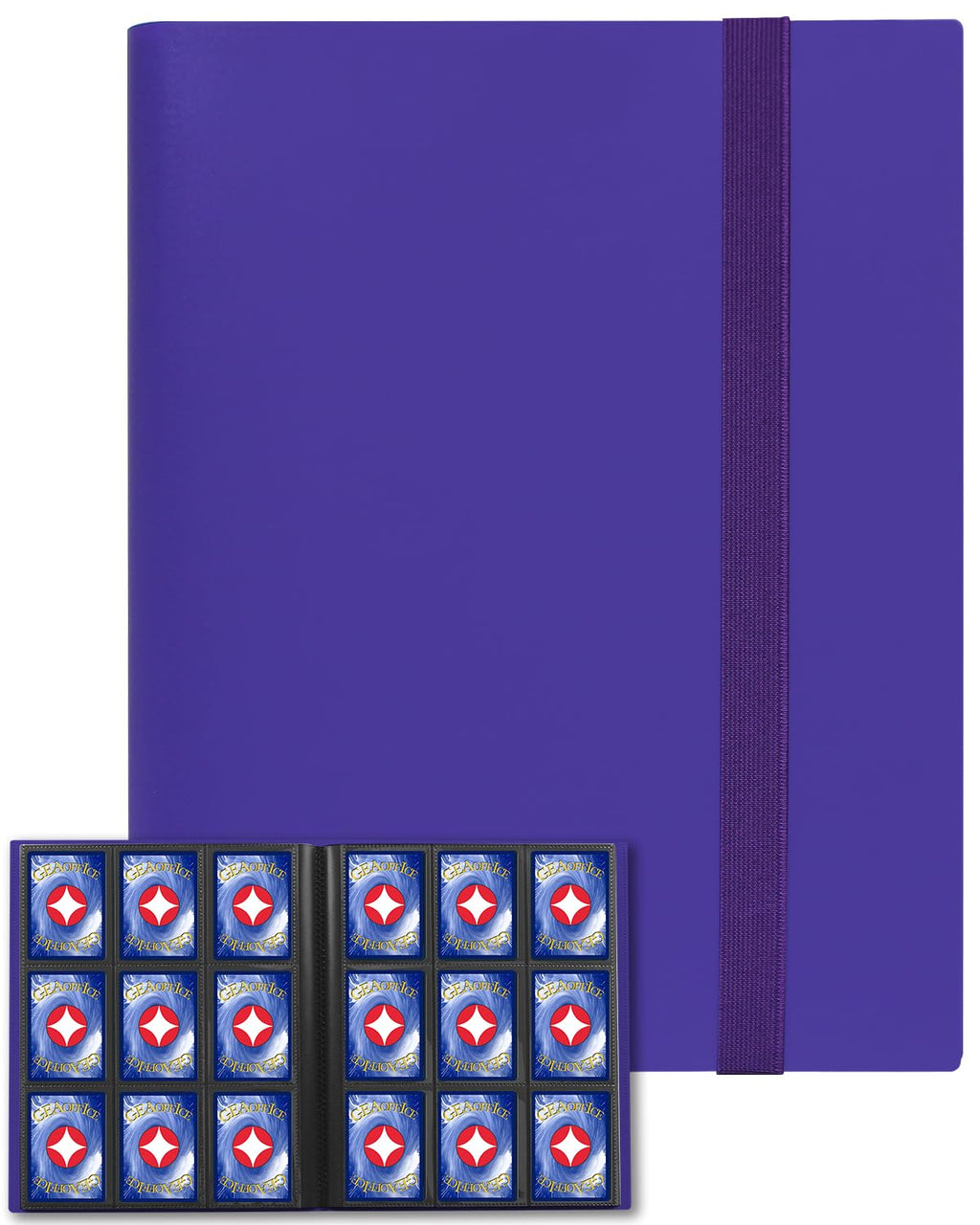GEAoffice 9-Pocket Trading Card Binder – Holds 360 Cards, Side-Loading, PVC-Free, Purple