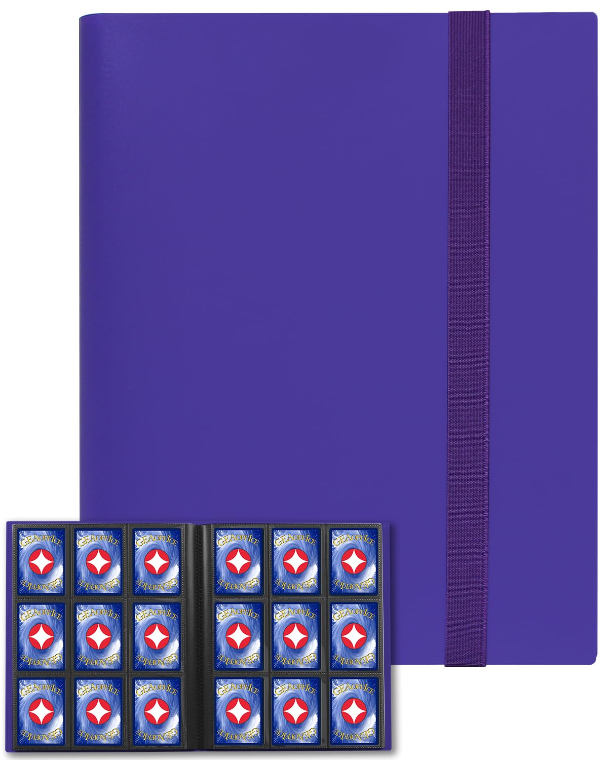 GEAoffice 9-Pocket Trading Card Binder – Holds 360 Cards, Side-Loading, PVC-Free, Purple