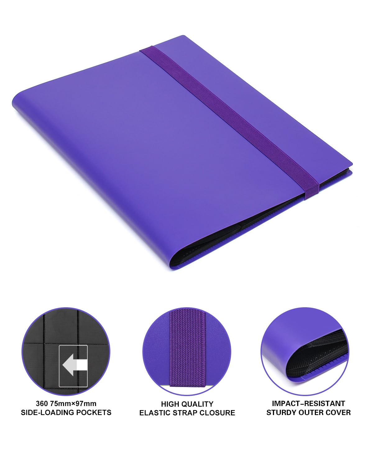 GEAoffice 9-Pocket Trading Card Binder – Holds 360 Cards, Side-Loading, PVC-Free, Purple