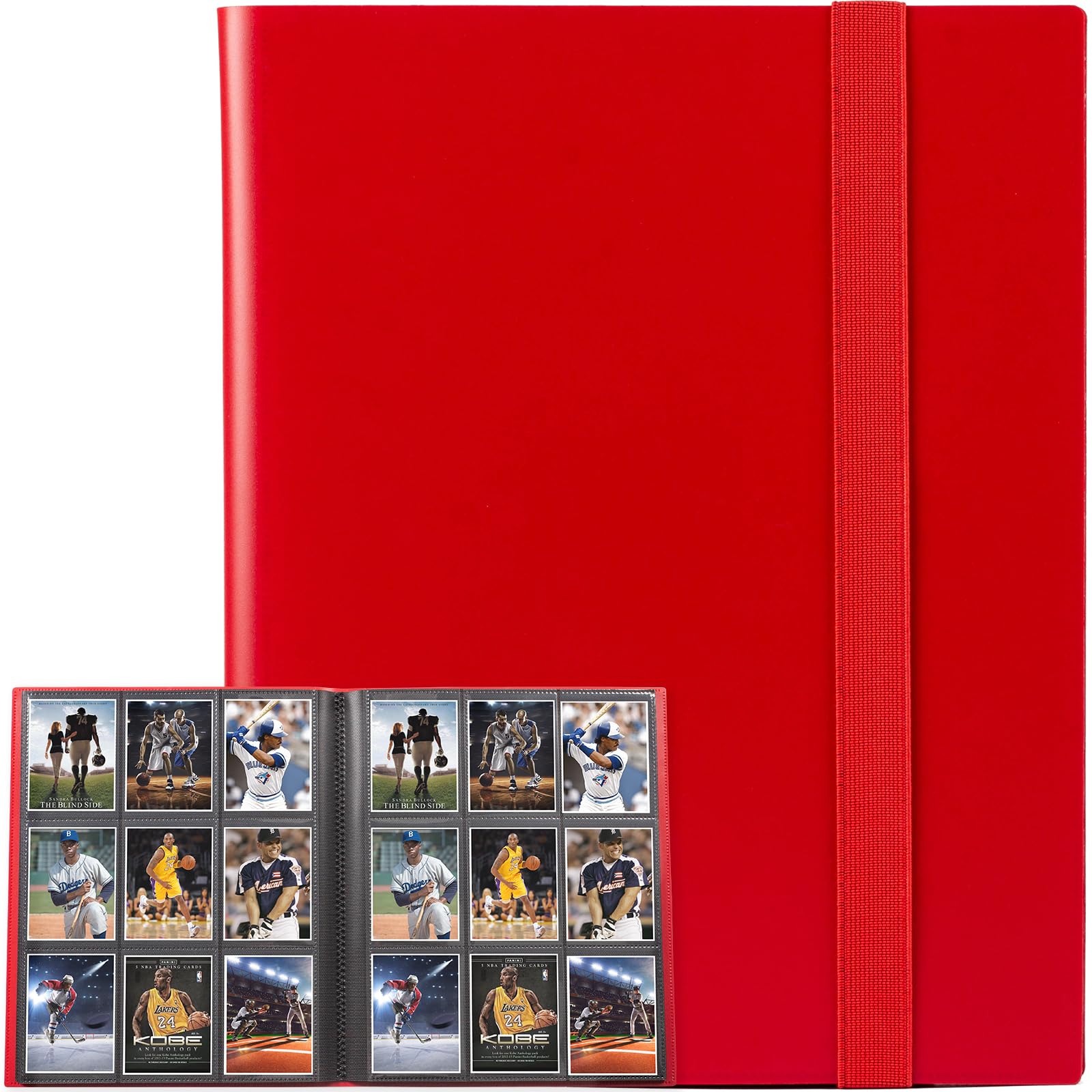 GEAoffice Red 9-Pocket Trading Card Binder – Holds 360 Cards, Side-Loading Pages, PVC-Free