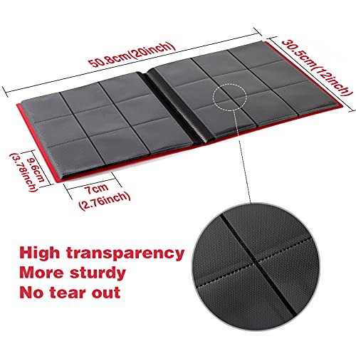 GEAoffice Red 9-Pocket Trading Card Binder – Holds 360 Cards, Side-Loading Pages, PVC-Free