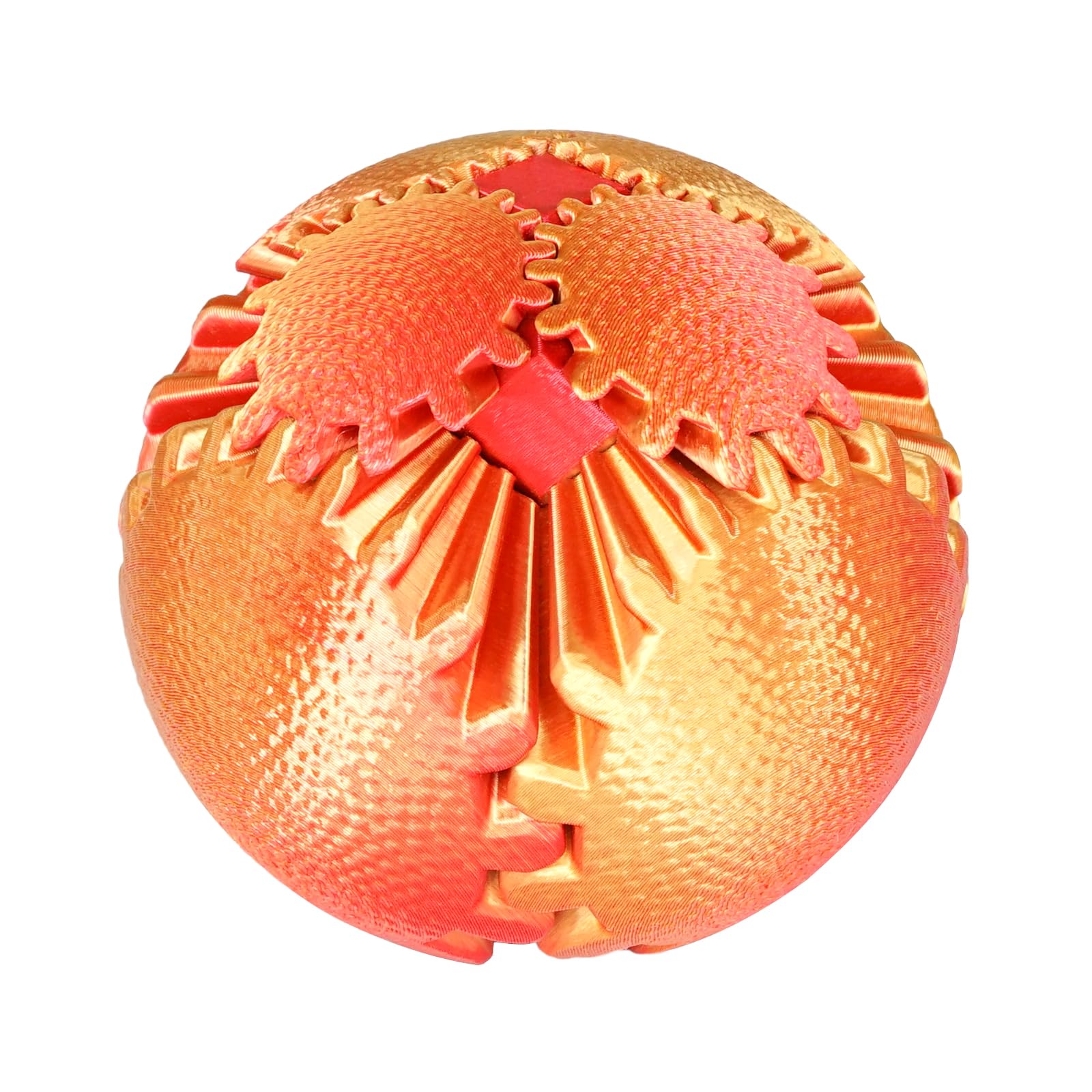 Gear Ball Fidget Toy - Steampunk Gear Sphere Stress Relief, 3D Printed, Sunset Red (S Size)