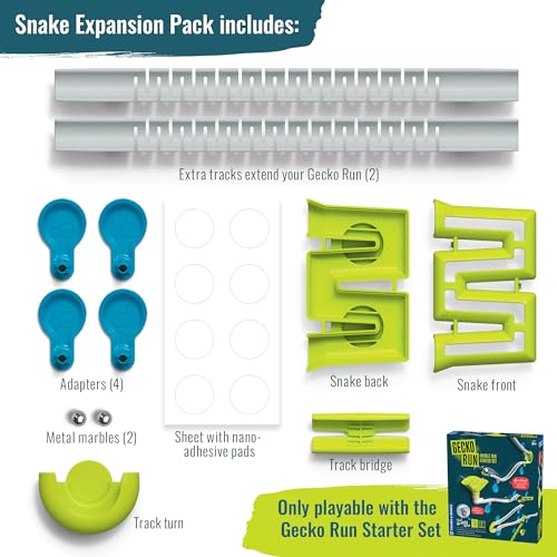 Gecko Run Snake Expansion Pack – Over a Dozen Pieces for Vertical Marble Runs