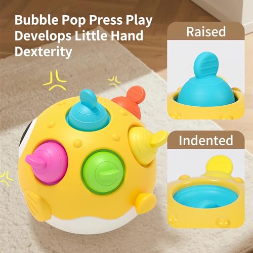 GeeKiPrime Baby Wobble Toy – Musical Tumbler with Silicone Pop Bubbles, Sensory Toy for Infants 3-18 Months