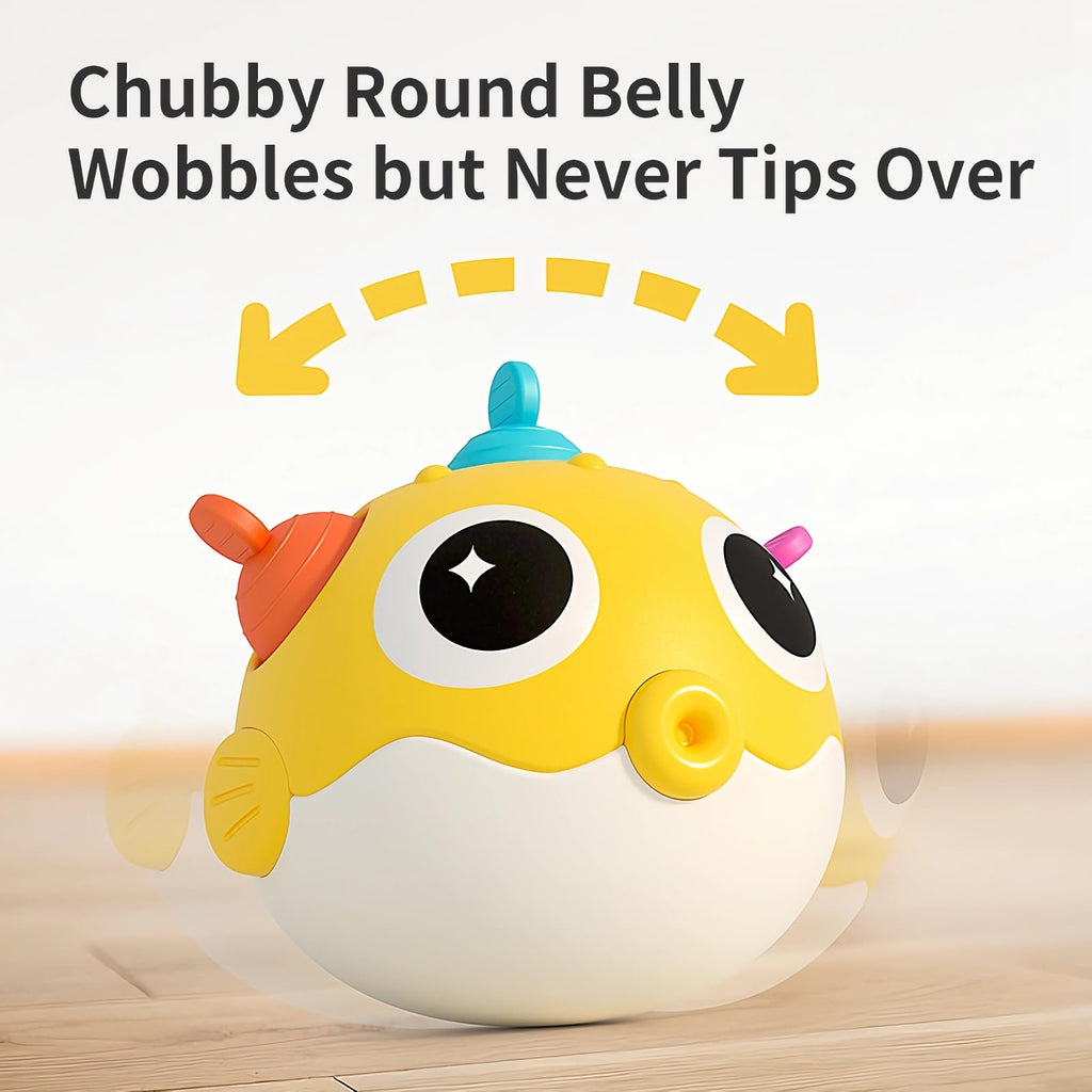 GeeKiPrime Baby Wobble Toy – Musical Tumbler with Silicone Pop Bubbles, Sensory Toy for Infants 3-18 Months