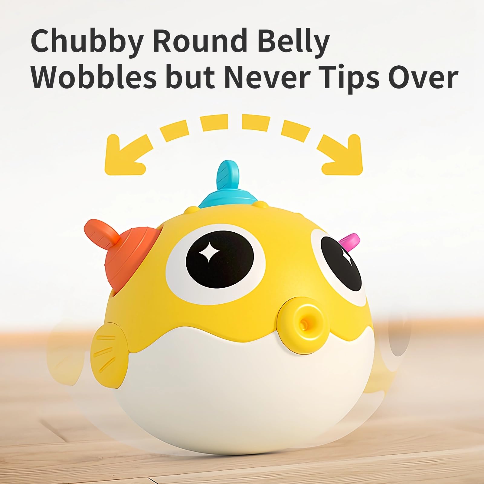 GeeKiPrime Baby Wobble Toy – Musical Tumbler with Silicone Pop Bubbles, Sensory Toy for Infants 3-18 Months