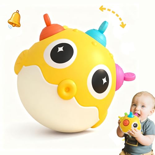 GeeKiPrime Baby Wobble Toy – Musical Tumbler with Silicone Pop Bubbles, Sensory Toy for Infants 3-18 Months