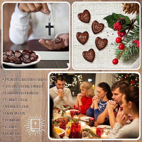 Geelin 24-Pack Inspirational Wooden Heart Tokens with Bible Verses – Pocket-Sized Faith Reminders for Gifting