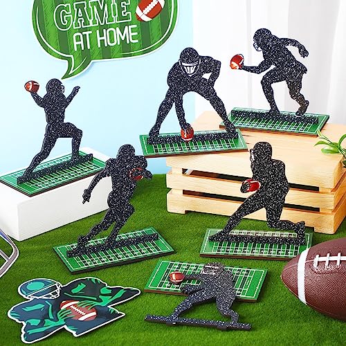 Geetery 6 Pack Football Player Silhouette Wooden Table Centerpieces for Sports Party Decor